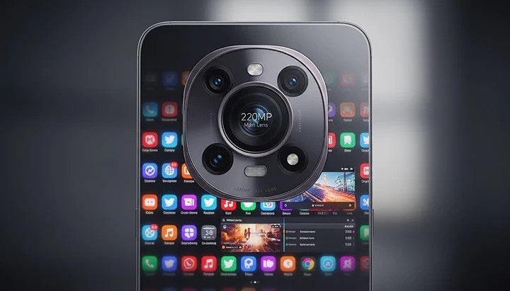 Close-up shot of the OPPO F29 5G's camera module with a smartphone screen overlay in the background showing multiple apps running simultaneously, symbolizing 24GB RAM.