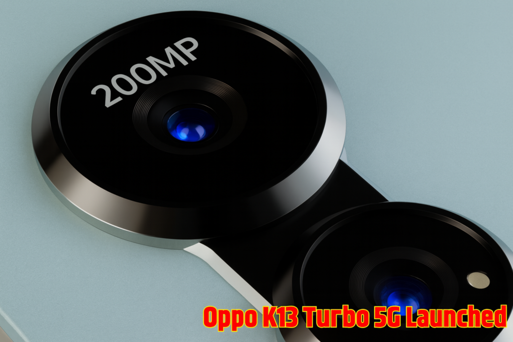 Macro photography of OPPO K13 Turbo 5G's rear camera module highlighting the large 200MP primary lens, ultra-wide sensor, and macro lens in detail.