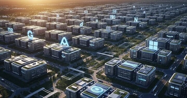 Big Tech spending $650 billion on AI infrastructure in 2026 showing massive data centers built by Google Amazon Meta and Microsoft